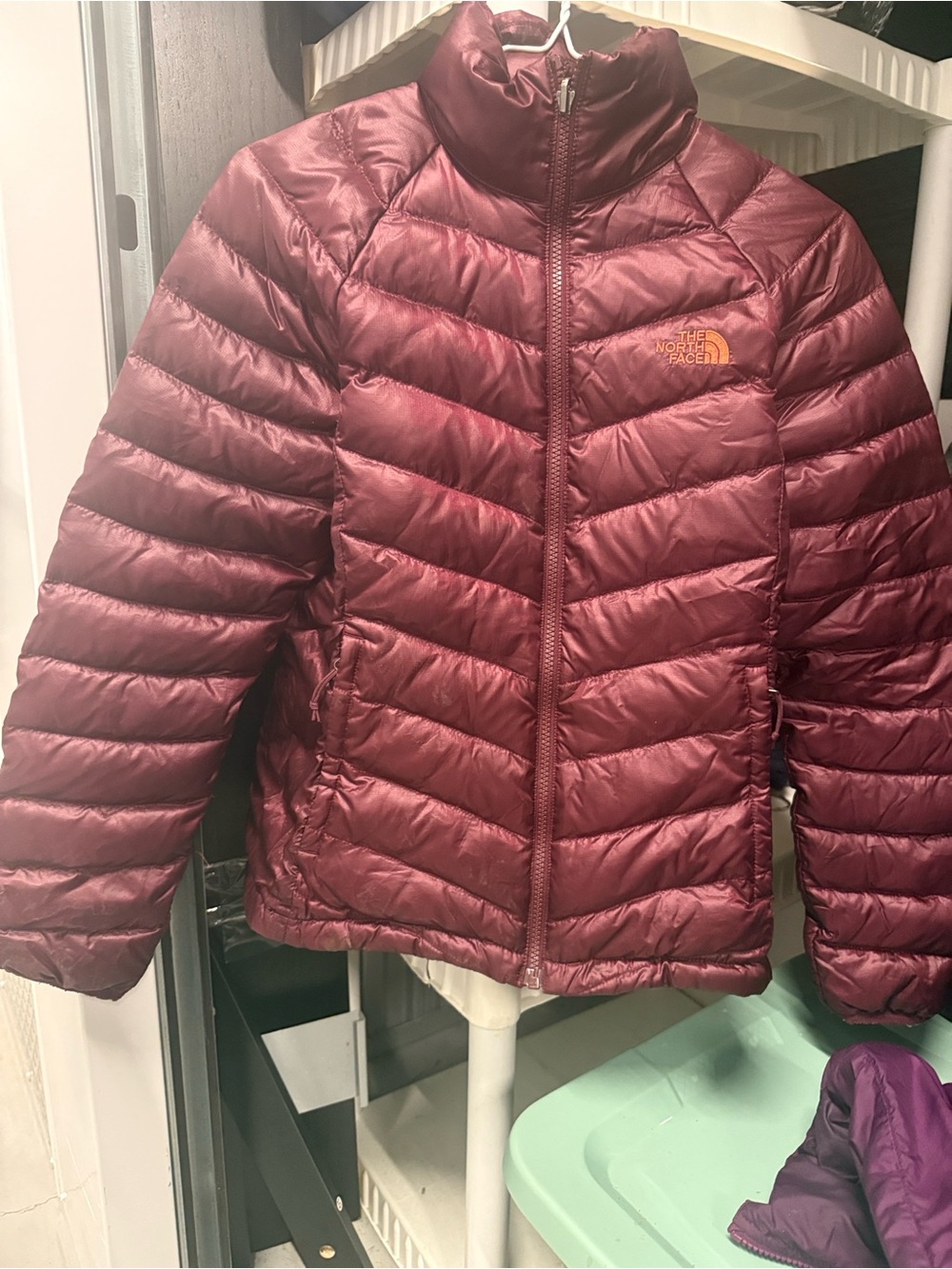 Womens The North Face TNF Flare Full Zip 550-Down Winter Packable Jacket Red